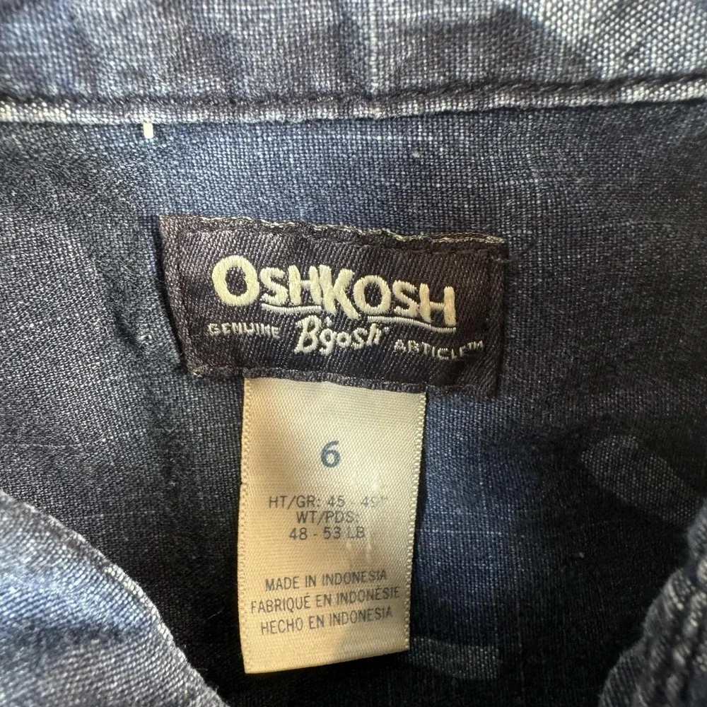 OshKosh B'gosh Shirt Boys 6 Blue Denim Camo Long Sleeve Button Front Collared